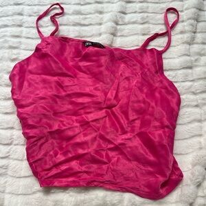ZARA Vibrant Pink Women's Top/Cami Satin